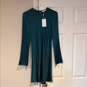 Amanda Uprichard Deep Teal Long-Sleeve A-Line Dress